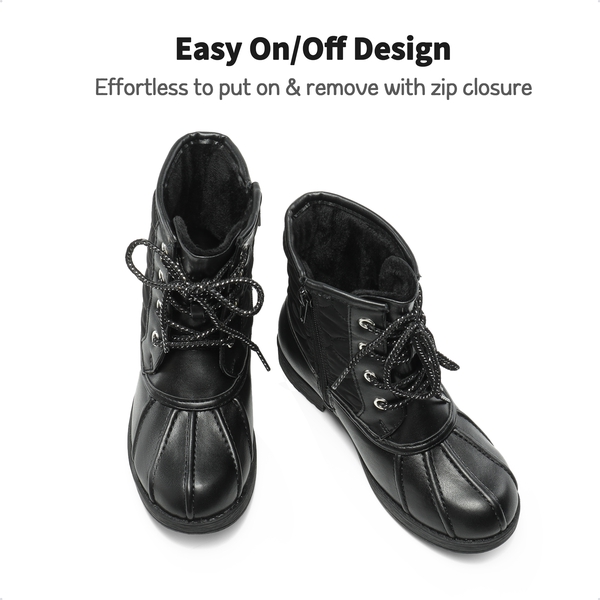 Kids Warm Lining Ankle Boots - BLACK - 3